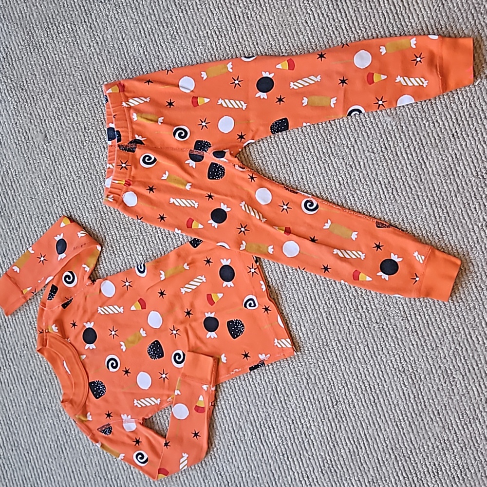 Candy print long johns PJ pajamas set